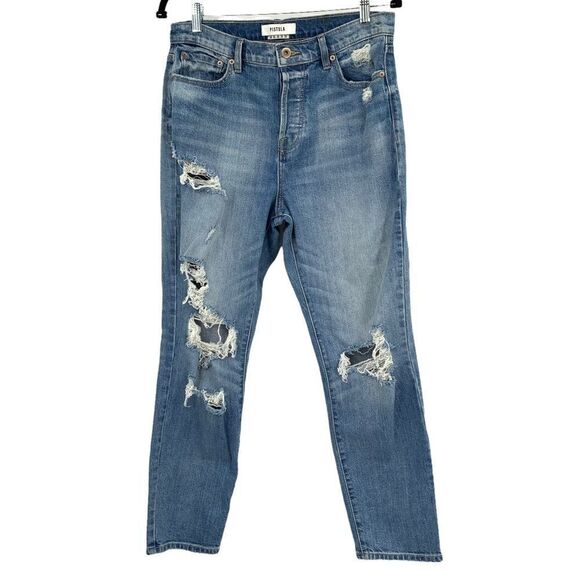 Pistola Distressed High Rise Button Fly Straight Leg Jeans  30 - Picture 1 of 8